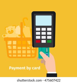 Credit plastic card usage. Online payment vector illustration