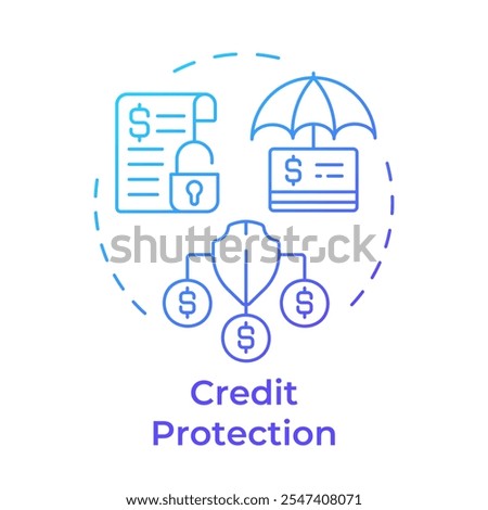Credit protection blue gradient concept icon. Benefits of factoring. Financial security against credit risk. Round shape line illustration. Abstract idea. Graphic design. Easy to use in article