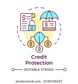 Credit protection multi color concept icon. Benefits of factoring. Financial security against credit risk. Round shape line illustration. Abstract idea. Graphic design. Easy to use in article