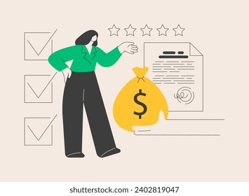 Credit rating abstract concept vector illustration. Credit reporting service, rating agency, risk evaluation and control, improve company score, fulfill financial commitment abstract metaphor.