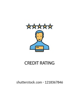 credit rating concept 2 colored line icon. Simple yellow and blue element illustration. credit rating concept outline symbol design