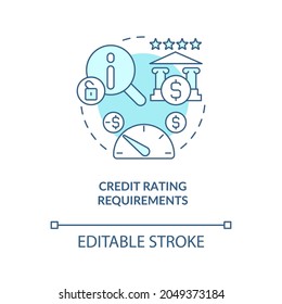 Credit rating concept icon. Banking system regulation process. Credit requirements. Financial management abstract idea thin line illustration. Vector isolated outline color drawing. Editable stroke