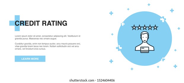 credit rating icon, banner outline template concept. credit rating line illustration