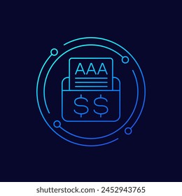 credit rating icon, linear vector design