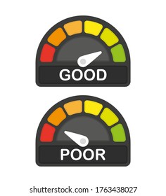 Credit rating icon on speedometer on white background. Vector illustration.