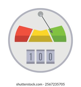 Credit rating indicator showing financial condition from excellent in green to terrible in red, on white background