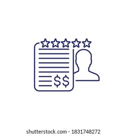 credit rating line icon on white