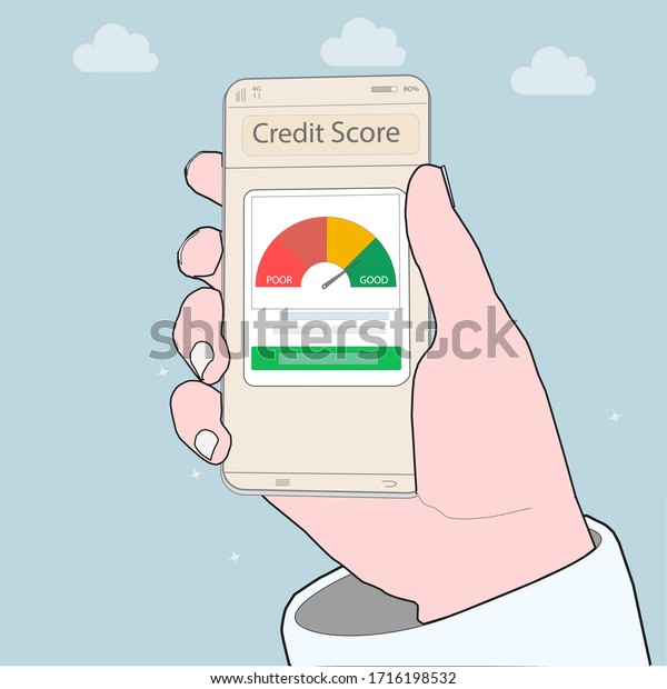 Credit rating in a\
mobile application. Online banking - the ability to quickly apply\
for a loan to get a loan for a mortgage, car and consumer needs.\
Vector illustration.