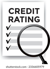 credit rating paper, magnifying glass, vector illustration 