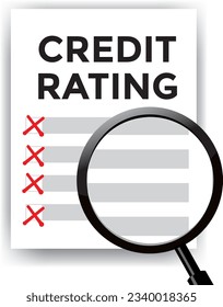 credit rating paper, magnifying glass, vector illustration 