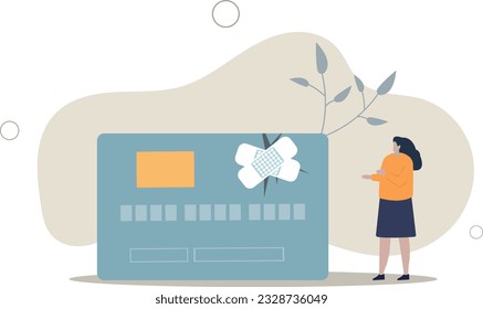 Credit repair, process to fixing poor credit standing, recover from financial mistake or negotiate with lender concept.flat vector illustration.