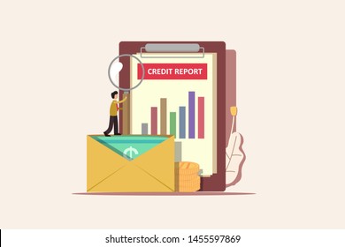 Credit report document concept. Personal credit score information vector illustration concept for web landing page template, banner, flyer and presentation