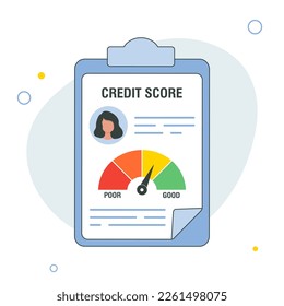 Credit report document concept. Personal credit score information. Vector flat illustration