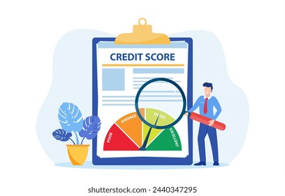 Credit report document concept. Credit rating agency concept. Vector illustration in flat style