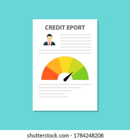 Credit Report Document Icon Flat Style