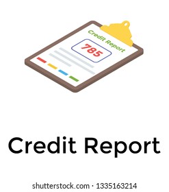 Credit report icon in isometric vector 