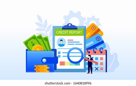 Credit Report Landing Page Website Illustration Flat Vector Template 