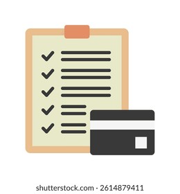 Credit Report mini illustration flat color icon, use for taxation, economy, business, finance, UI, UX kit, app and web development, digital or print.