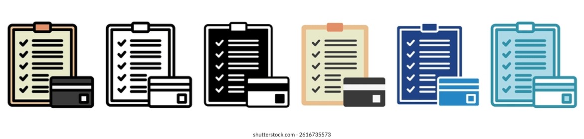 Credit Report multi style, mini illustration icon set. outline, flat, glyph, line color. vector for UI, UX, app and web, digital or print, related to Taxation, finance, audit and more.