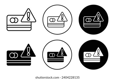 credit risk Icon. online payment trough credit or debit card transaction fail due to technical error in banking system symbol. bad credit risk of digital loan application fraud or suspicious activity