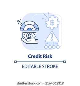 Credit Risk Light Blue Concept Icon. Risk Category Abstract Idea Thin Line Illustration. Failure To Repay Loan. Isolated Outline Drawing. Editable Stroke. Arial, Myriad Pro-Bold Fonts Used