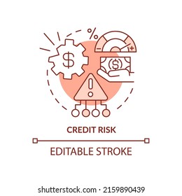 Credit Risk Terracotta Concept Icon. Risk Category Abstract Idea Thin Line Illustration. Failure To Repay Loan. Isolated Outline Drawing. Editable Stroke. Arial, Myriad Pro-Bold Fonts Used