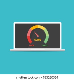 Credit score app gauges.  Vector illustration in flat style.