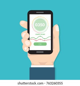 Credit score app gauges.  Vector illustration in flat style.