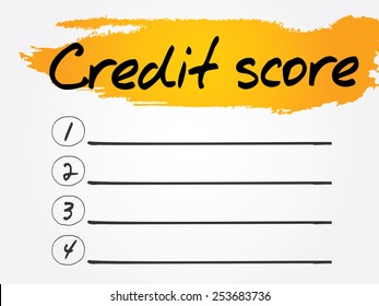 Credit Score Blank List, vector concept background