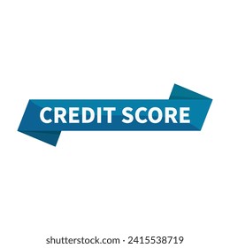 Credit Score Blue Ribbon Rectangle Shape For Value Grade Information
