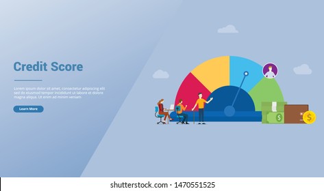 credit score business concept for profile data with team analyze financial data with modern flat style for website template or landing homepage - vector