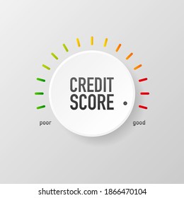 Botón de calificación crediticia apuntando hacia abajo y arriba. Ilustración vectorial.