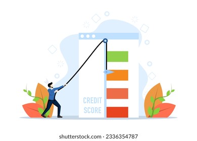 Credit score concept good or bad, rating. success in improving rating. Vector illustration in flat design for UI, web banner, mobile app