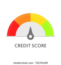 Credit score gauge. Rating. Credit score meter. Vector icon in flat style isolated on white background.