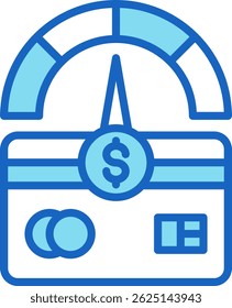 Icono de puntuación de crédito Ilustración vectorial azul