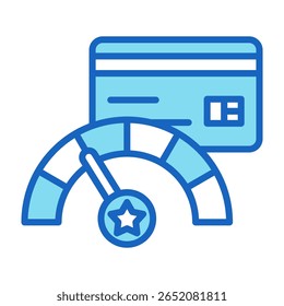 Ícone de Pontuação de Crédito - Ilustração de Vetor Azul