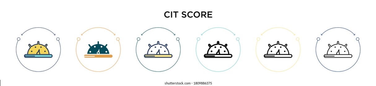 Icono de calificación crediticia en estilo relleno, delgado, contorno y trazo. Ilustración vectorial de dos iconos vectoriales de puntuación de crédito en color y negro se pueden utilizar para móviles, ui, web
