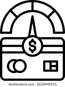 Ilustración vectorial de línea de icono de puntuación de crédito