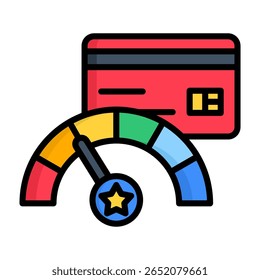 Ícone de Pontuação de Crédito - Ilustração de Vetor de Cor Linear