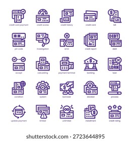 Paquete de iconos de puntuación de crédito para su Sitio web, móvil, presentación y diseño de logotipo. Línea Credit Score Icon con diseño de color básico. Ilustración gráfica de Vector y trazo editable.