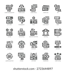 Paquete de iconos de puntuación de crédito para su Sitio web, móvil, presentación y diseño de logotipo. Diseño sólido de Credit Score Icon. Ilustración gráfica de Vector y trazo editable.