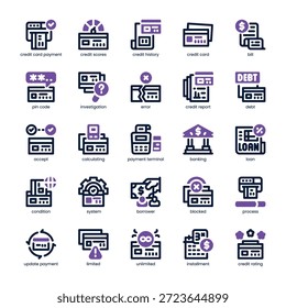 Paquete de iconos de puntuación de crédito para su Sitio web, móvil, presentación y diseño de logotipo. Diseño de doble tono Credit Score Icon. Ilustración gráfica de Vector y trazo editable.