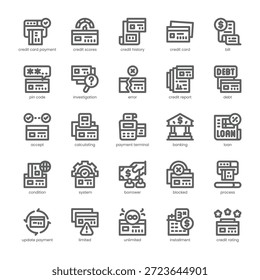 Paquete de iconos de puntuación de crédito para su Sitio web, móvil, presentación y diseño de logotipo. Diseño de esquema de icono de puntuación de crédito. Ilustración gráfica de Vector y trazo editable.