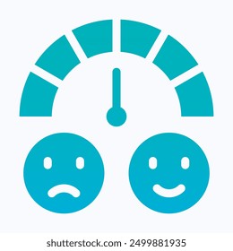 Credit Score Icon, Speedometer, Rating Scale With Emoji Sad To Happy, Isolated Gradient Vector Icon.