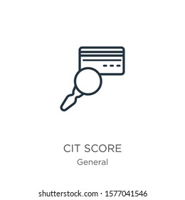 Credit score icon. Thin linear credit score outline icon isolated on white background from general collection. Line vector sign, symbol for web and mobile