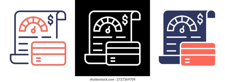 Ícone de pontuação de crédito - Ilustração de vetor de estilo triplo