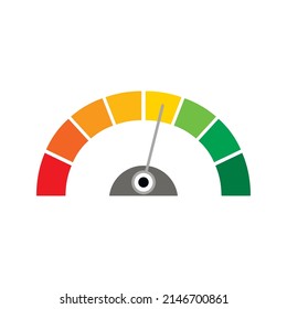Credit score indicator for bank client story. Index measure history, infographic petrol or credit satisfaction gauge, admeasure rate, solvency indicate performance illustration
