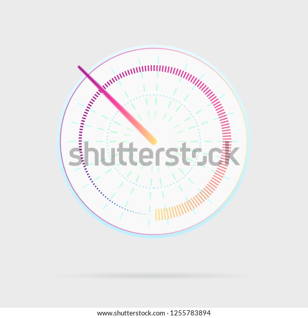Credit score indicator icon. Speedometer for\
dashboard. Gauges with measuring scale. Power meters, internet\
connection speed meter stages. Tachometer performance symbol.\
Vector illustration