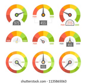 Speedometer Icons Circular Gauges Icons Set Stock Vector (Royalty Free ...