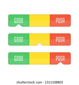Credit score indicators or gauges. Manometer vector illustration. Flat colorful financial history assessment of credit Score meter. Scores indicator isolated on white background. 